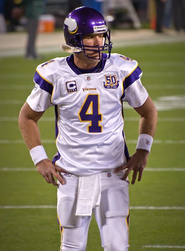 Brett Farve playing at Lambeau Field for the Minnesota Vikings Oct. 24, 2010. Mike Morbeck, photo courtesy 