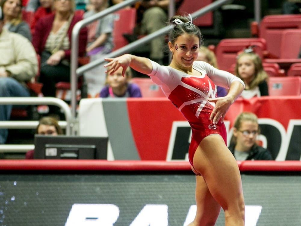 Ball State Gymnastics held their Red vs. White Intersquad meet on Dec. 4 in John E. Worthen Arena. Their first official meet will take place on Jan. 5 at University of Kentucky. 