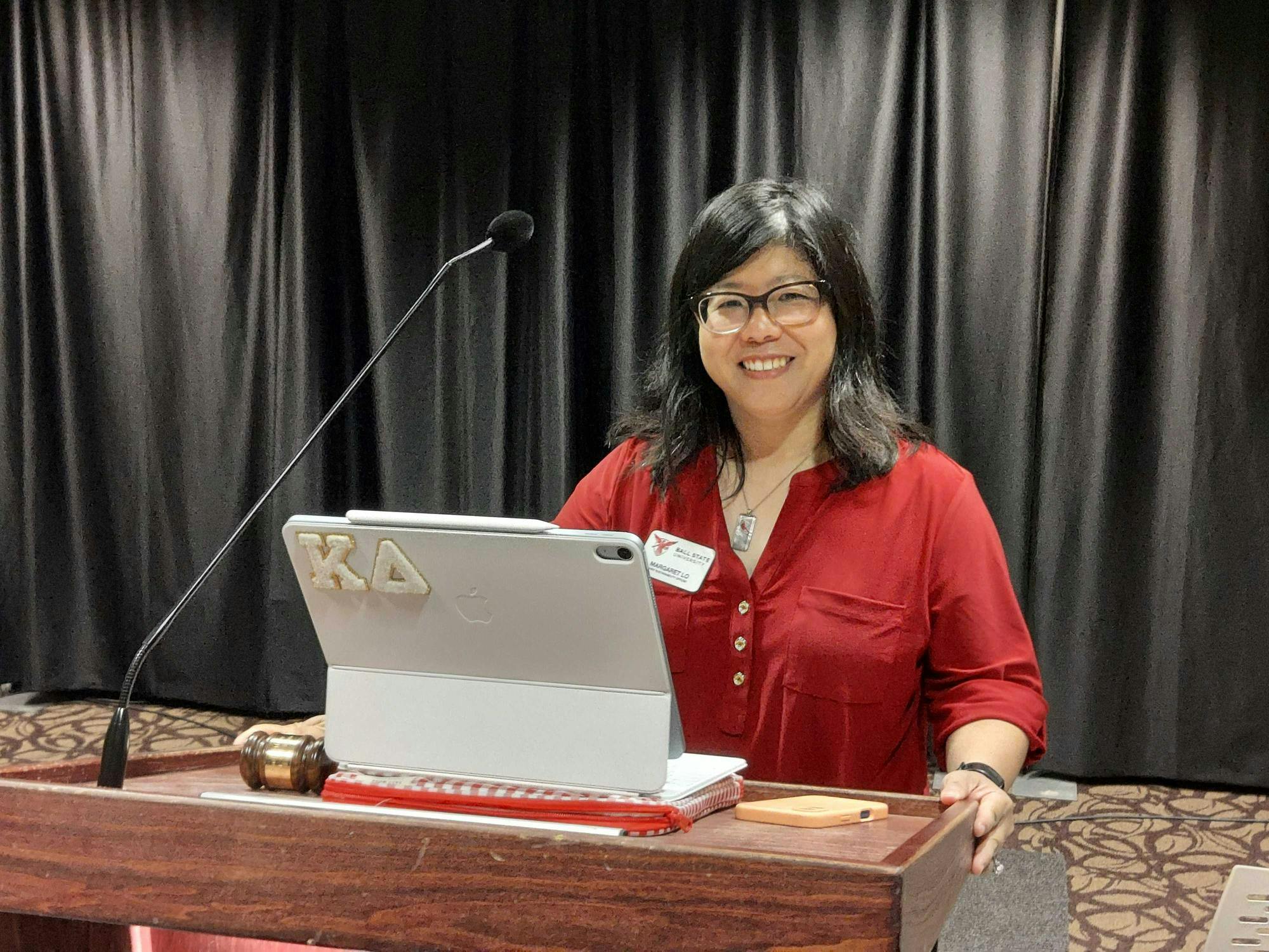 Chief Sustainability Officer Margaret Lo discusses sustainability initiatives at Ball State. during a Sept. 24 Student Government Association meeting at the LA Pittenger Student Center. Landon Jones, DN