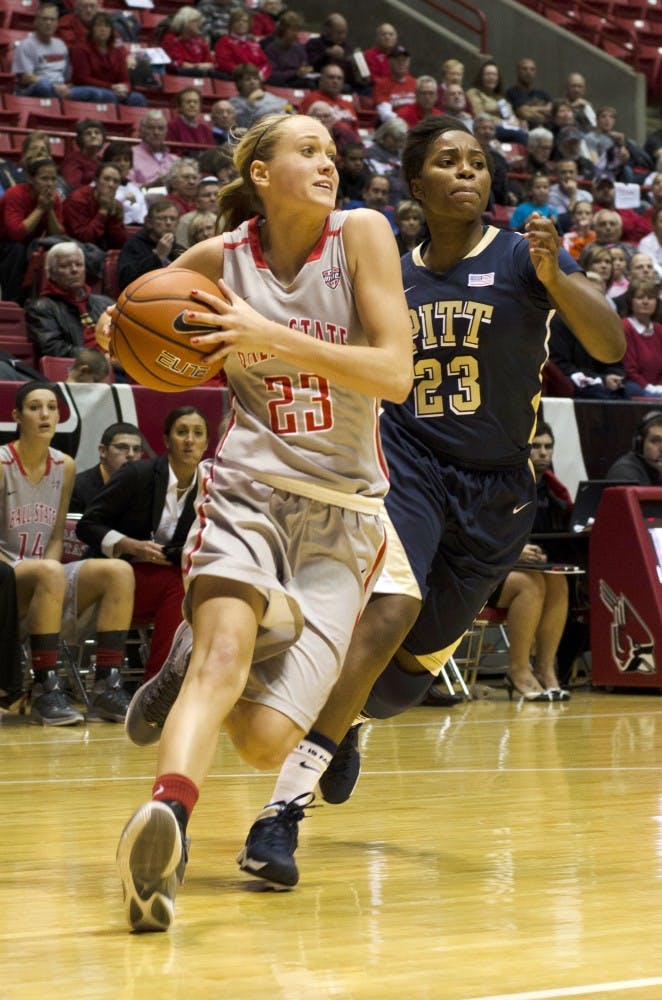 Junior guard Brittany Carter gets ready to go up for a lay up in the game against Pittsburgh on Nov. 14 at Worthen Arena. Carter scored 17 points. DN PHOTO BREANNA DAUGHERTY 