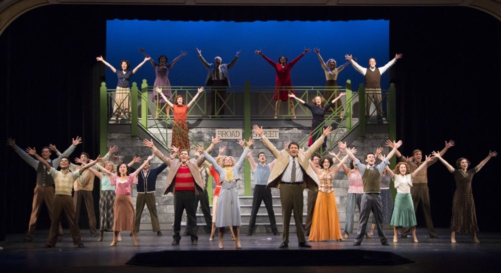 The cast performs " Lullaby of Broadway" during a rehearsal of "42nd Street" on Nov. 5 in University Theatre. DN PHOTO TAYLOR IRBY 