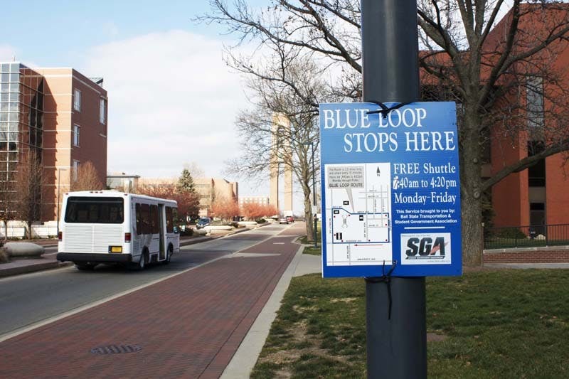 Signs posted along the now operational Blue Loop route showing both the route and the hours of operation Nov. 27, 2012. The Blue Loop will run every ten minutes from 7:40 a.m. to 4:20 p.m. Monday through Friday until Spring Break. DN PHOTO SADI REECER