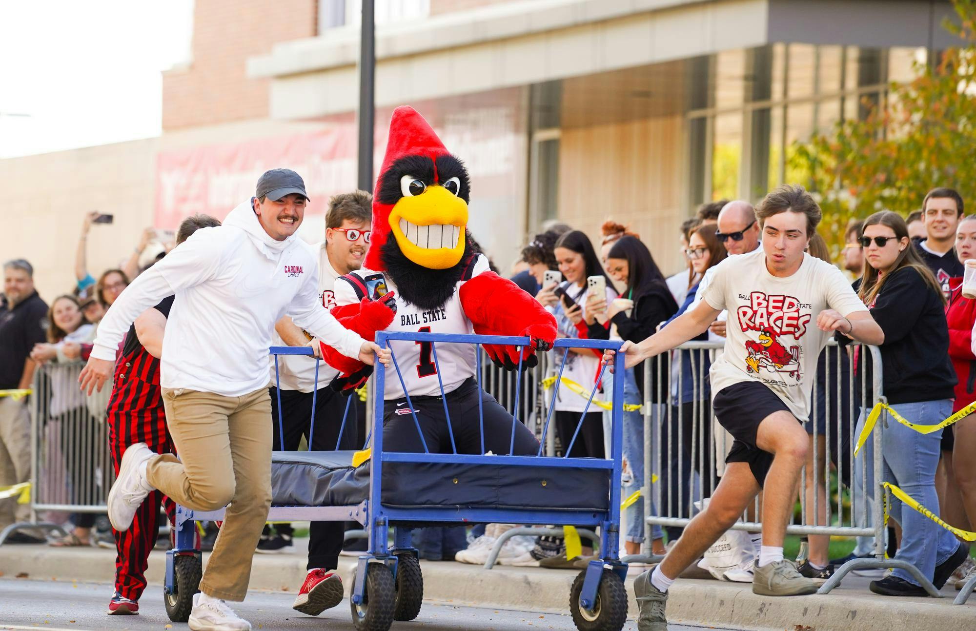 Charlie Cardinal participated in the annual Bed Races with Cardinal Chaos Oct. 17 on Riverside Ave. Isabella Kemper, DN