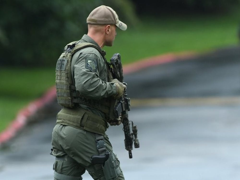 Authorities respond to a shooting in Harford County, Md., Thursday, Sept. 20, 2018. Authorities say multiple people have been shot in northeast Maryland in what the FBI is describing as an "active shooter situation." AP Photo