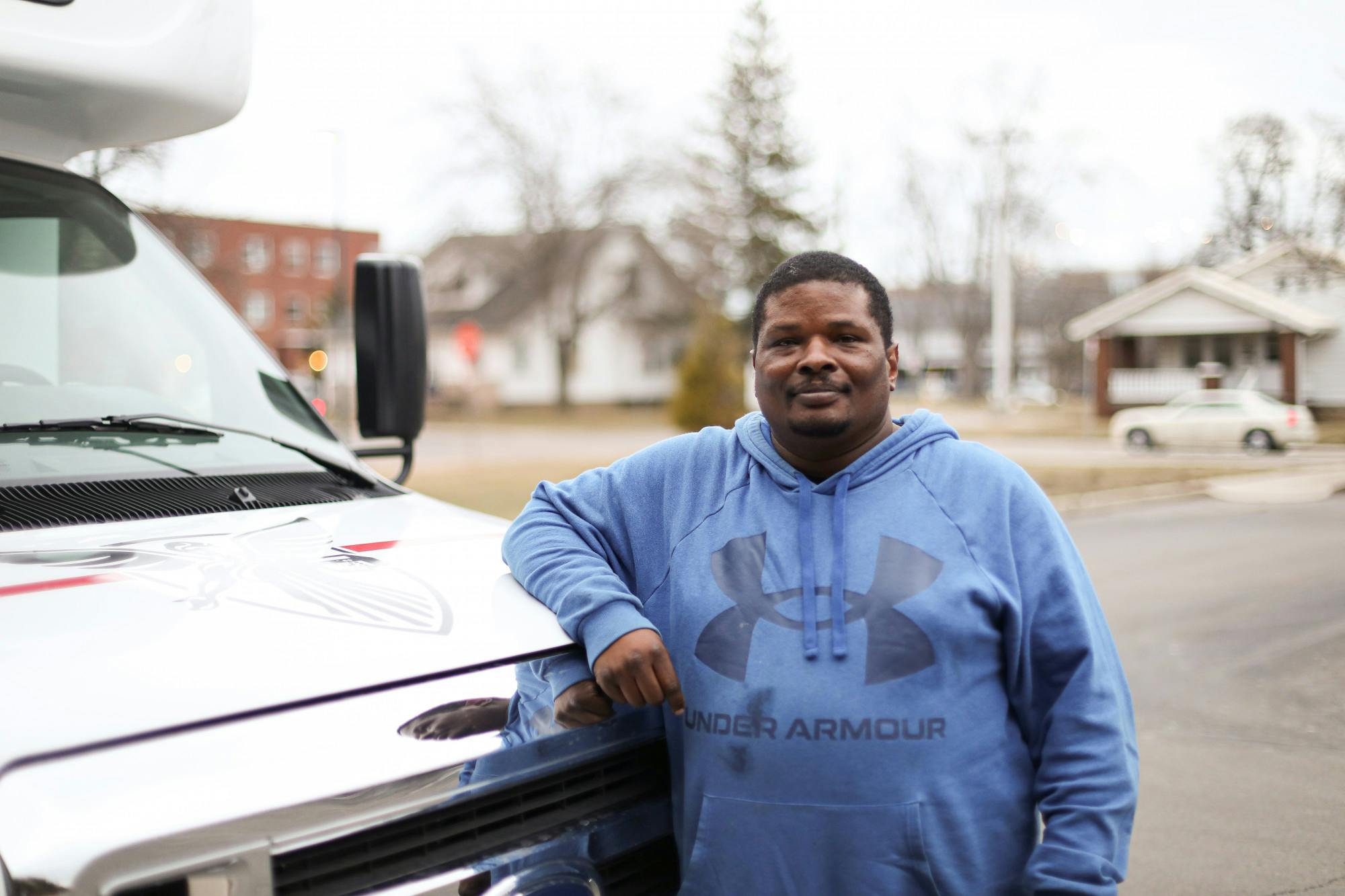 Former Ball State bus driver Brian Kemp poses for a portrait on his last day Feb. 8 by the Student Center. Kemp will work as a truck driver after 5 years at Ball State. Jacy Bradley, DN