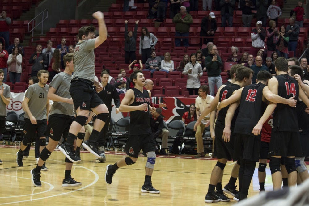 Ball State men's volleyball played Loyola Feb. 17 in John E. Worthen Arena. The Cardinals won 3-1.