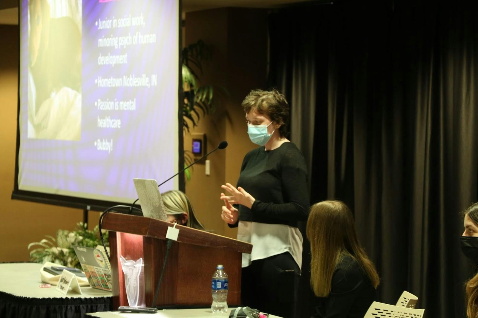 Mia Ochoa speaks in front of Ball State&#x27;s Student Government Association Senate in bid to become a student senator March 1. She was voted in unanimously. Richard Kann, DN