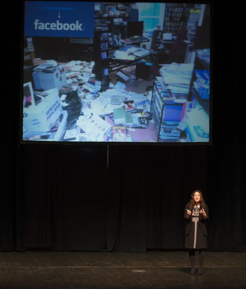 Randi Zuckerberg spoke on Oct. 26 at John R. Emens Auditorium about her time working at Facebook and her insights on technology, business and being an entrepreneur.  DN PHOTO SAMANTHA BRAMMER