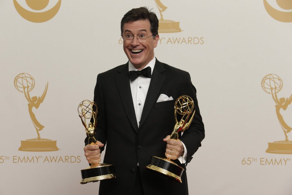 Stephen Colbert backstage the 65th Annual Primetime Emmy Awards on Sunday, September 22, 2013, at Nokia Theatre, L.A. Live, in Los Angeles, California. (Lawrence K. Ho/Los Angeles Times/MCT)
