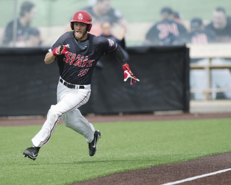 Senior shortstop Sean Kennedy rounds third base during the game against Kent State on March 25. Ball State lost 6-3. Emma Rogers // DN