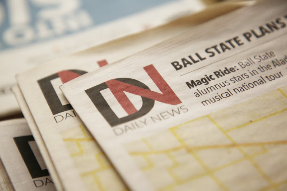 A copy of the Ball State Daily News lays in the Unified Media Lab Feb. 23, 2022. The Daily News celebrated its 100th anniversary in 2022. Grayson Joslin, DN