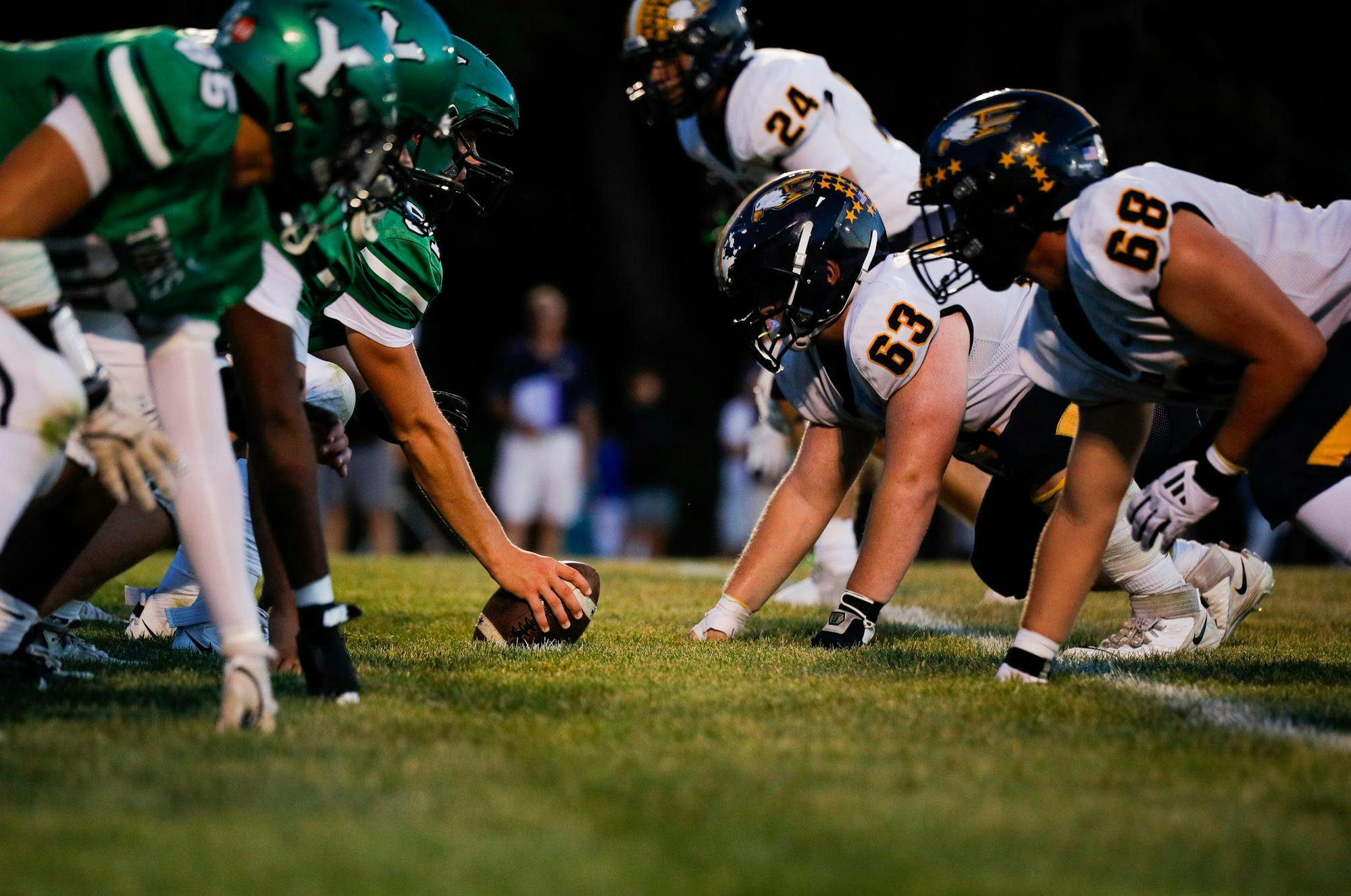 Yorktown prepares to snap the ball while facing Delta High School Sept. 13 at Yorktown High School. Andrew Berger, DN 