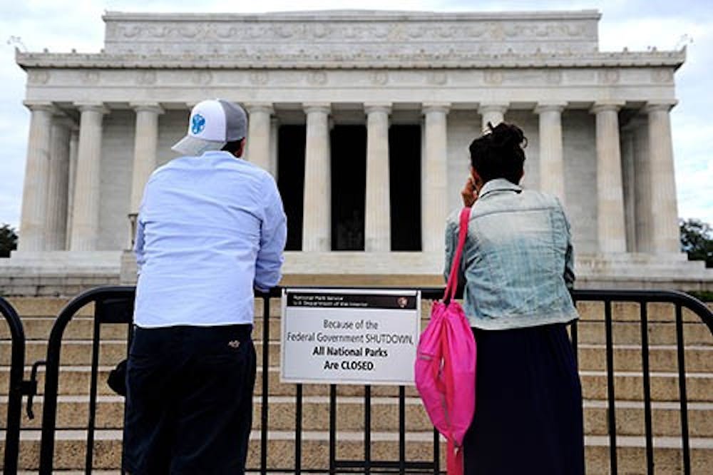 The Lincoln Memorial is closed due to the federal government shutdown, Oct. 1 in Washington, D.C. President Barack Obama declared the government had officially run out of money when the fiscal year expired at 12:01 a.m. Tuesday. MCT PHOTO