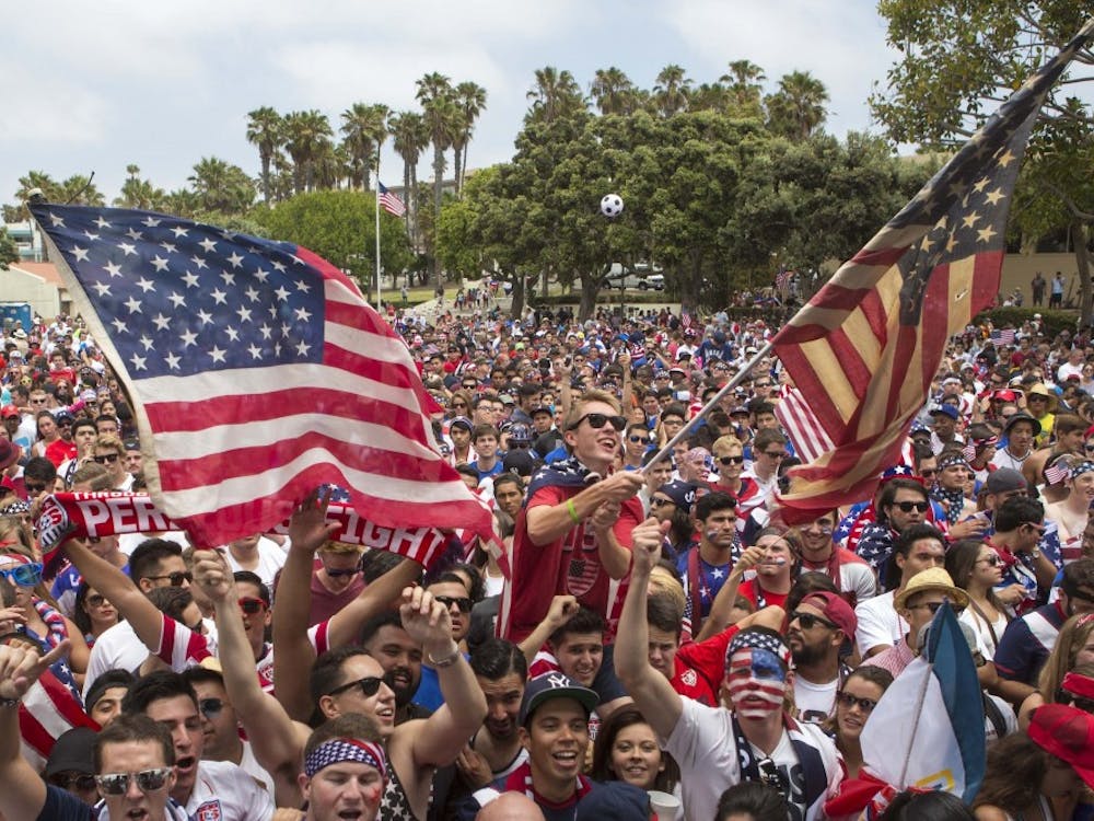 USA fans cheer at Redondo Beach Pier in Los Angeles on Tuesday July 1, 2014, before Team USA takes on Belgium in the World Cup. (Jabin Botsford/Los Angeles Times/MCT)