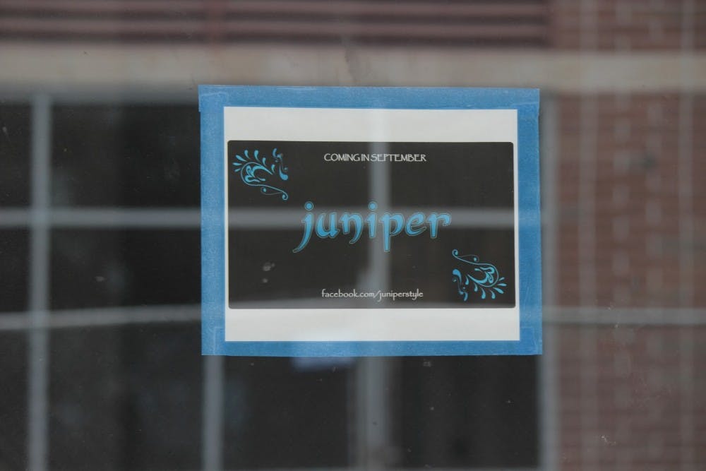 A sign hangs in the window of the former site of Grandma Betty