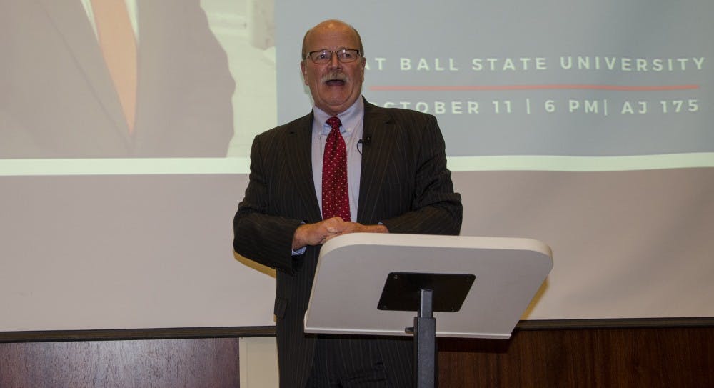 <p>John Gregg, the democratic candidate for governor, told the story of his own family wondering about their economic futures on Oct. 11. Gregg, who is running against Republican Eric Holcomb, is focusing on job creation. <em>Margo Mor</em><em>ton // DN&nbsp;</em></p>