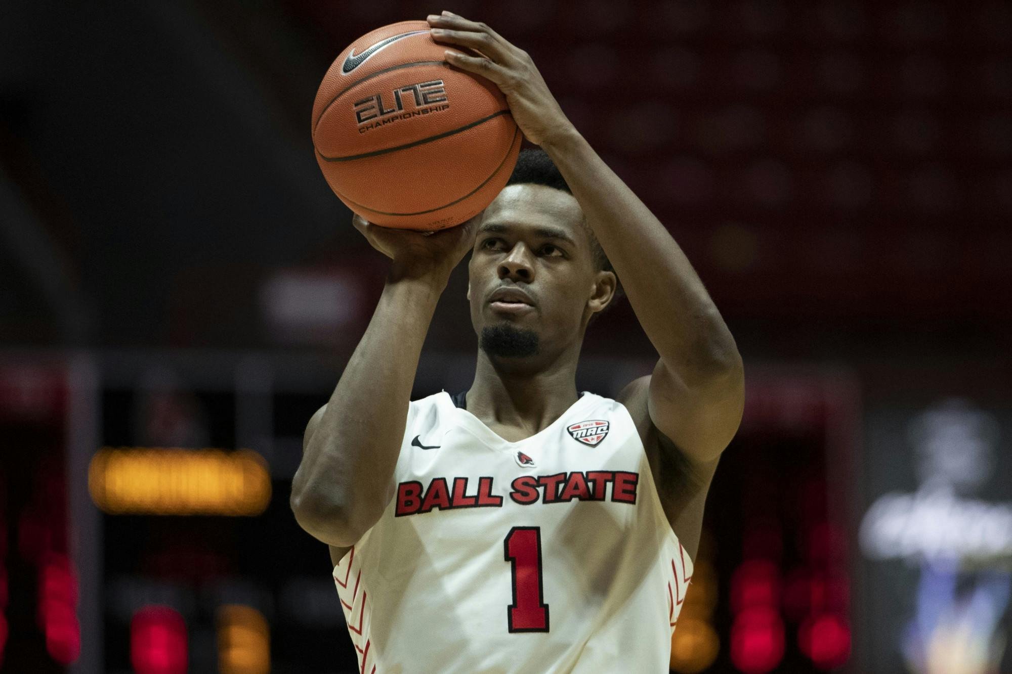 Ball State Cardinals redshirt fifth-year guard K.J. Walton shoots a free throw during the first half against the Ohio University Bobcats Jan. 2, 2020, at John E. Worthen Arena. The Cardinals lost the Bobcats 78-68. Jacob Musselman, DN