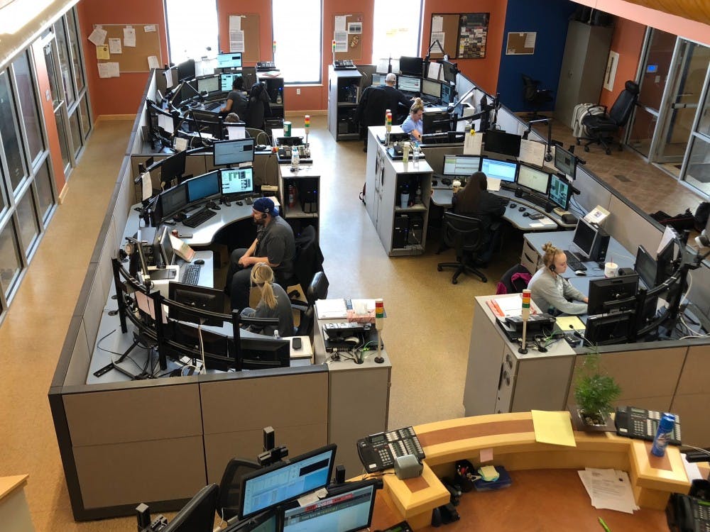 National Public Safety Telecommunications Week, a week to say "thank you" to dispatchers, is Sunday, April 8, 2018, to Saturday, April 14, 2018. Local public safety agencies are bringing in food and gifts to dispatchers Delaware County Emergency Communications Center this week. Andrew Smith, DN Photo