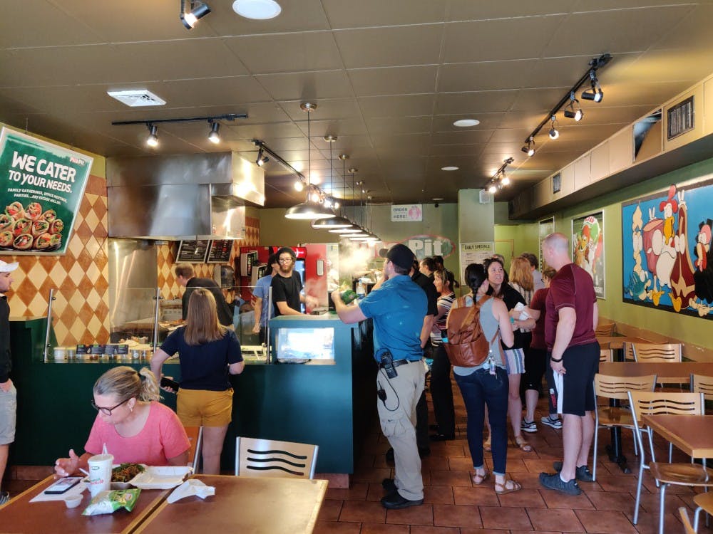 People stop by Pita Pit May 30, 2019, to show their support for the restaurant. The restaurant previously announced that they will be closing, but decided to remain open a little longer due to support from the community. Rohith Rao, DN