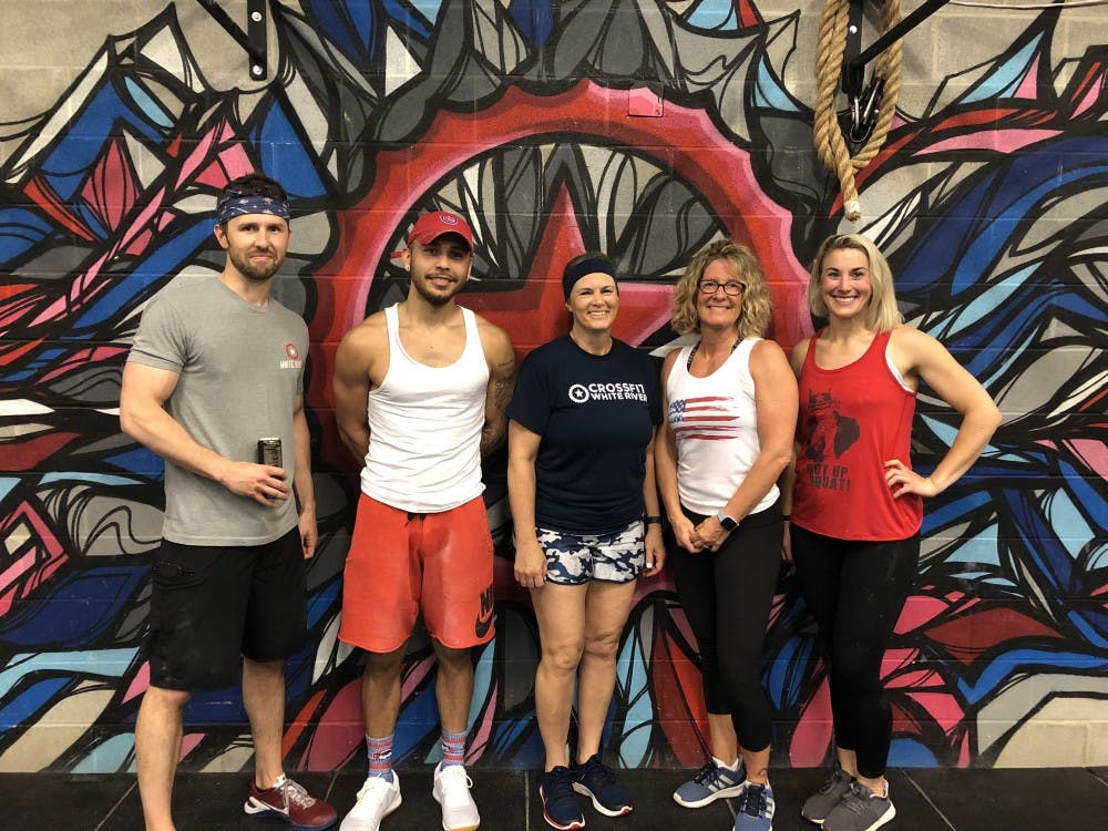 <p>(Left to right) Michael Harless, Shannon Fouce, Joy Wegener, Tisha Stone, Melissa Bjerke and (not pictured Zeke Bautista) are part of Crossfit White River's coaching staff. A sense of community is one of the reasons people like coming to the Crossfit in the Village. <strong>Tisha Stone, Photo Provided</strong></p>