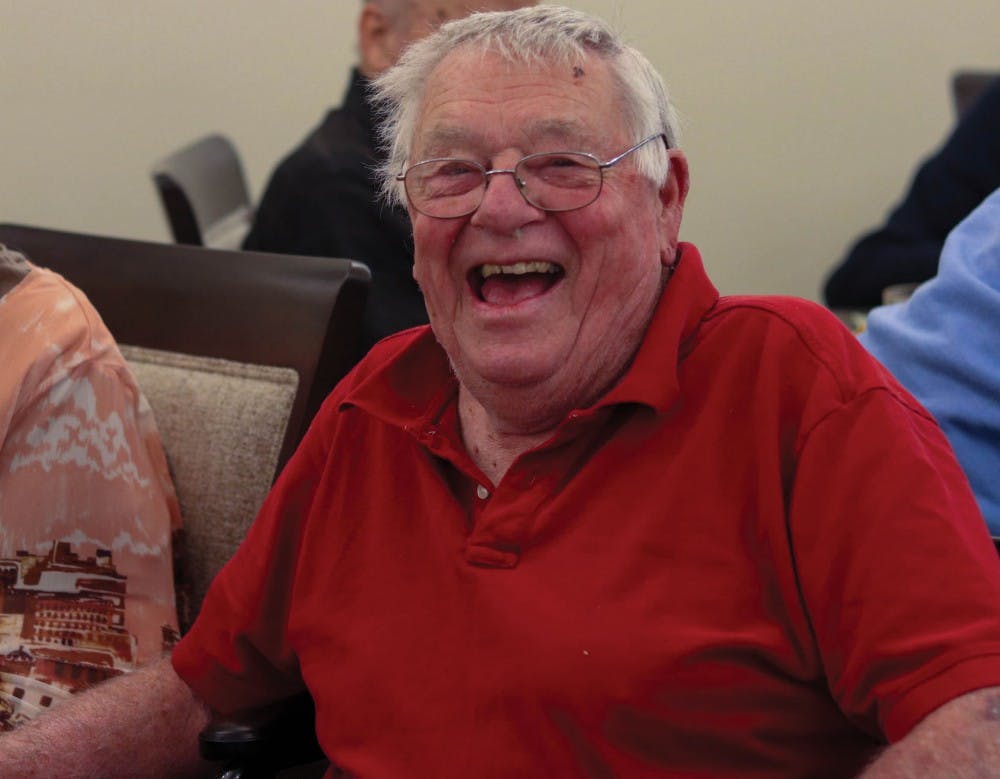 James Borgman laughs Oct. 30, 2018, at Silver Birch in Muncie, IN. Borgman advises young voters to stay informed on issues rather than just listening to political advertisements. Maeve Bradfield, DN