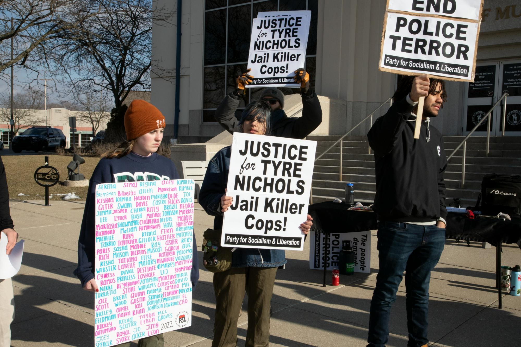 Protesters gather at Muncie City Hall for a protest against Police Brutality on Feb. 5. 2023. Olivia Ground, DN