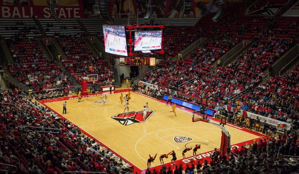 <p>There was a large crowd Feb. 17 as number two ranked Ball State's men's basketball took on Toledo who is ranked first in the MAC West. Ball State won 99-71 in Worthen Arena, which has a capacity of 11,500. <strong>Eric Pritchett, DN</strong></p>