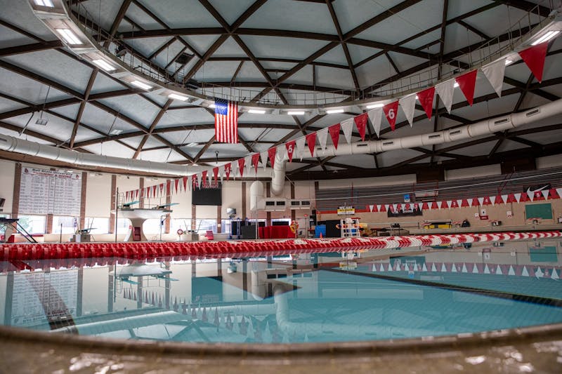 Water stands still in the pool Sept. 22, 2020, at Lewellen Aquatic Center. This facility is where the men&#x27;s and women&#x27;s swim teams practice and compete. Jacob Musselman, DN