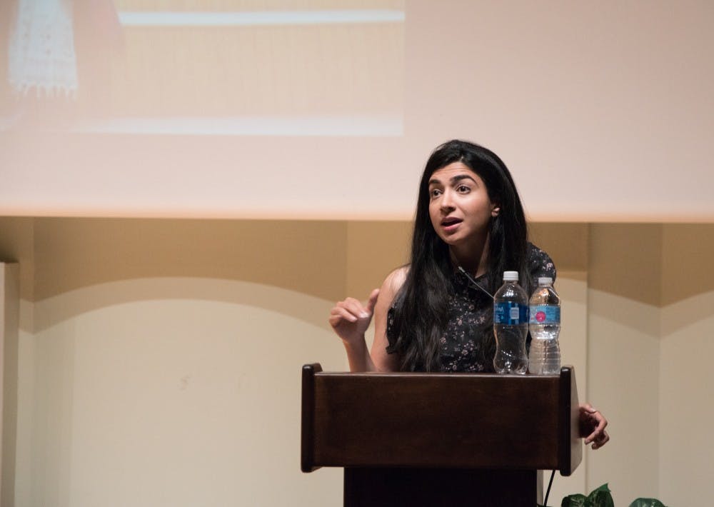 <p>Shiza Shahid, an entrepreneur, technologist, and a impactful leader spoke at Puris Hall on Feb. 19 to a room full of students. Shahid co-founded the Malala fun with Malala Yousafzai herself. Shahid focuses on creating excellent education for children around the world. <strong>Stephanie Amador, DN</strong></p>