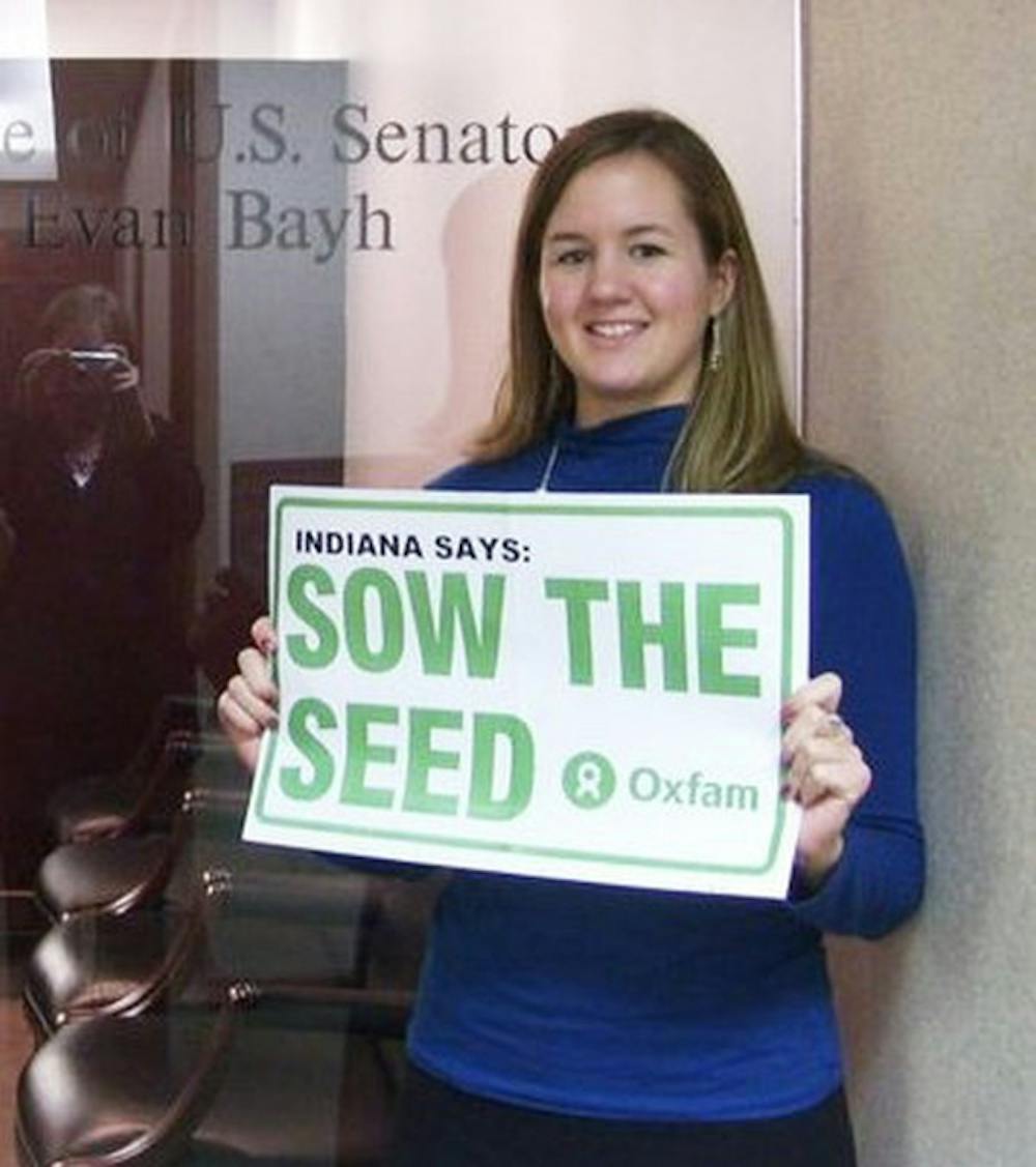 Megan Whitacre stands outside Evan Bayh's office. Whitacre was named one of 60 2011 Truman Scholars. PHOTO COURTESY OF MEGAN WHITACRE