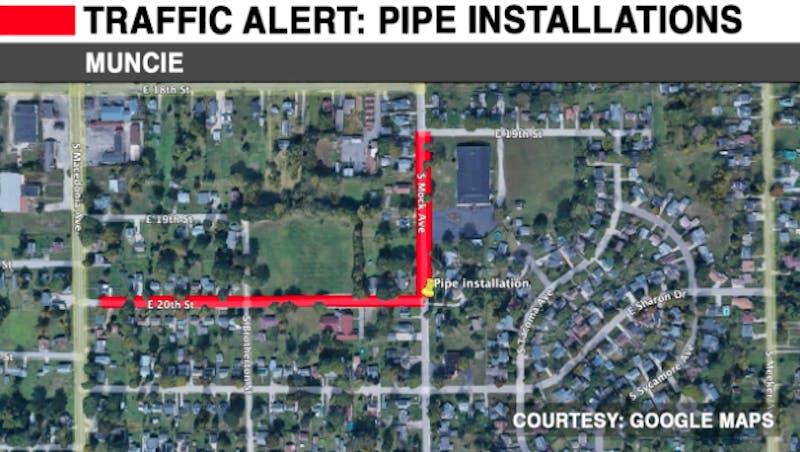 Traffic alert: Pipe to be installed at Mock Ave. and 20th St.