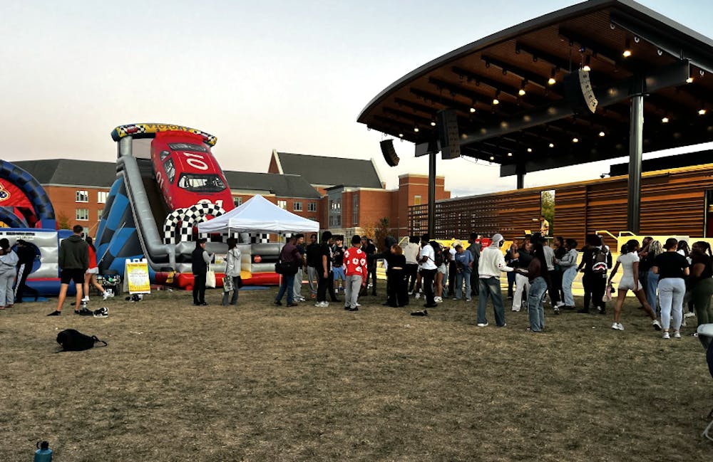 Ball State Students gather around the stage as the group begins dancing. 

Arlene Thompson, NewsLink Indiana