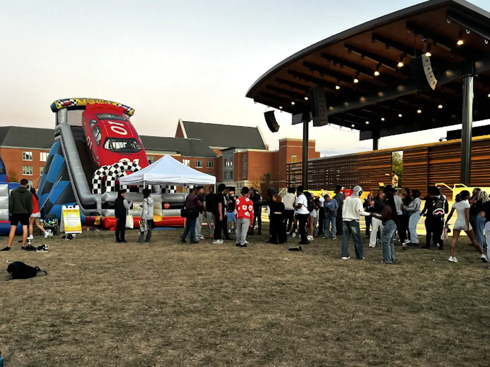 Ball State Students gather around the stage as the group begins dancing.
Arlene Thompson, NewsLink Indiana