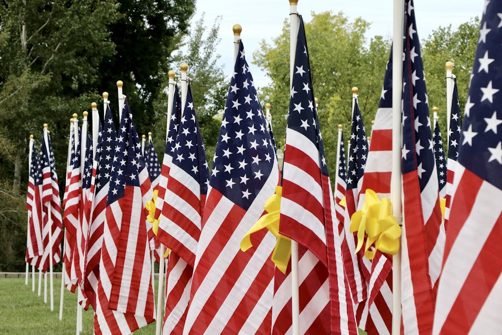 Flags dedicated to fallen military members stand at the Minnetrista Sept. 4.  The ‘Flags of Honor’ event will be held from Sept. 4 to Sept. 11 for all who wish to honor the fallen heroes of our country. Maya Wilkins, DN