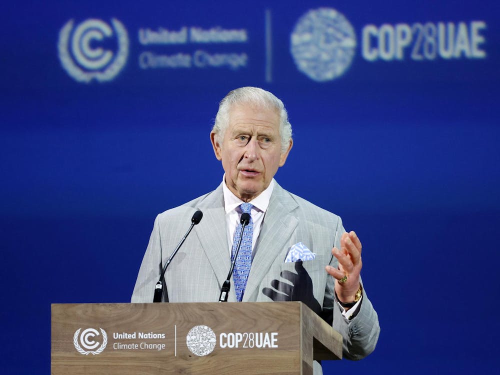 King Charles III delivers an address at the opening ceremony of the World Climate Action Summit during COP28 on Dec. 1, 2023, in Dubai, United Arab Emirates. (Chris Jackson/Getty Images/TNS)