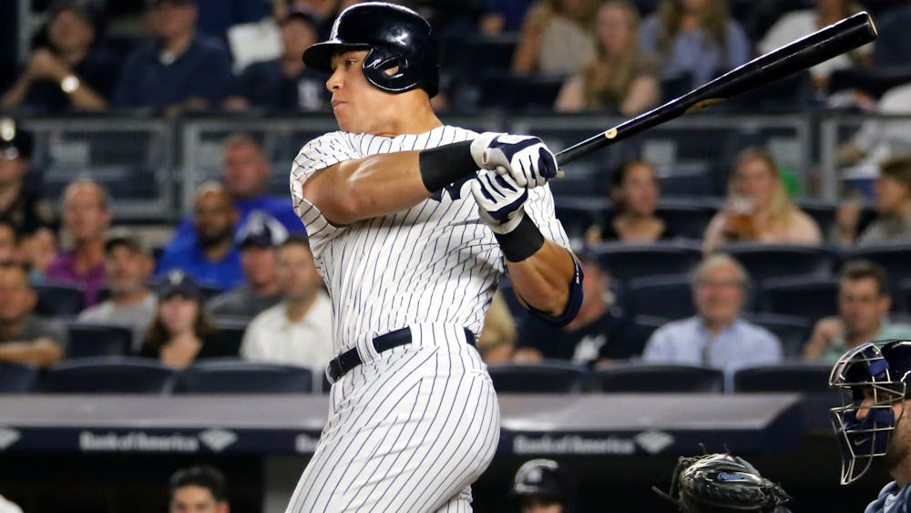 Aaron Judge swinging through an at-bat during a game for the New York Yankees. Judge hit his 62nd home run Oct. 4 to top Roger Maris' single-season total. Arturo Pardavila, photo courtesy 