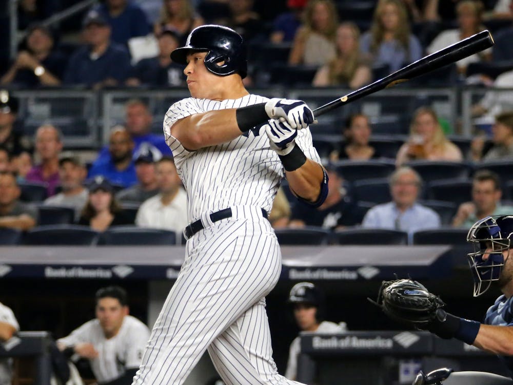 Aaron Judge swinging through an at-bat during a game for the New York Yankees. Judge hit his 62nd home run Oct. 4 to top Roger Maris' single-season total. Arturo Pardavila, photo courtesy