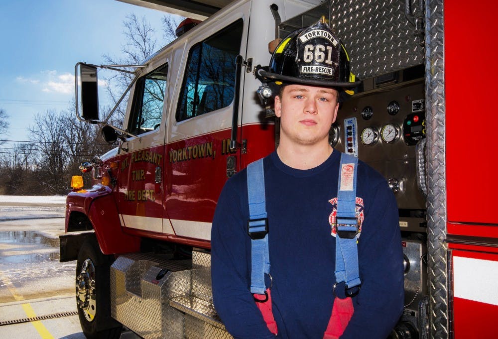 Matthew Pinter, a senior criminal justice major volunteers at the YorkTown Fire Department as a firefighter and an emergency medical technician. Stephanie Amador // DN