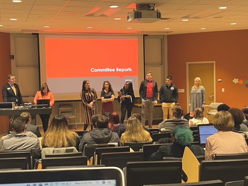 Committee chairs in Student Government Association discuss leadership changes and goals for the new semester Jan. 15, 2020, at the Teachers College. The senate also discussed its "Zero-Tolerance Policy" resolution which will be reviewed by the University Senate. Grace McCormick, DN