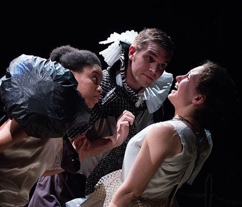 Gretta Good, Cynthia Nesbit and Grotto Good, Michael Ferraro demand to know what Iris, Jackie Seijo, has done in her lifetime that keeps her from being absolutely perfect. The Goods only allow the best things on their island and get very upset when Iris claims to be imperfect. DN PHOTO TAYLOR IRBY