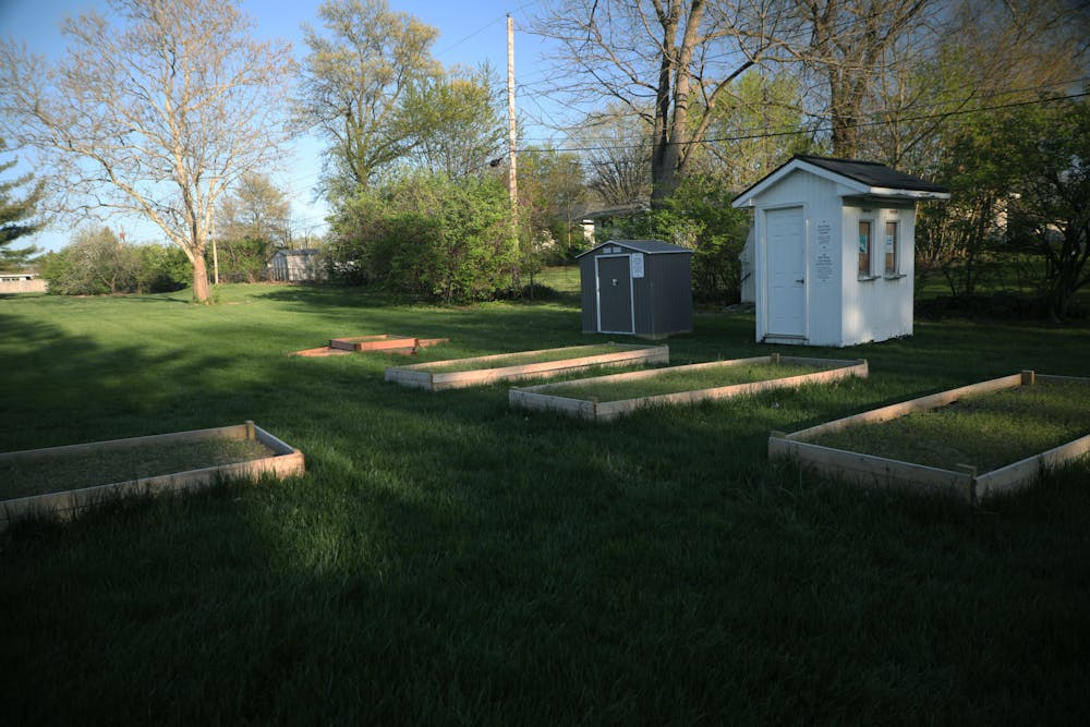 Ball State Community garden planting beds April 18 in Muncie, Ind. Mya Cataline, DN