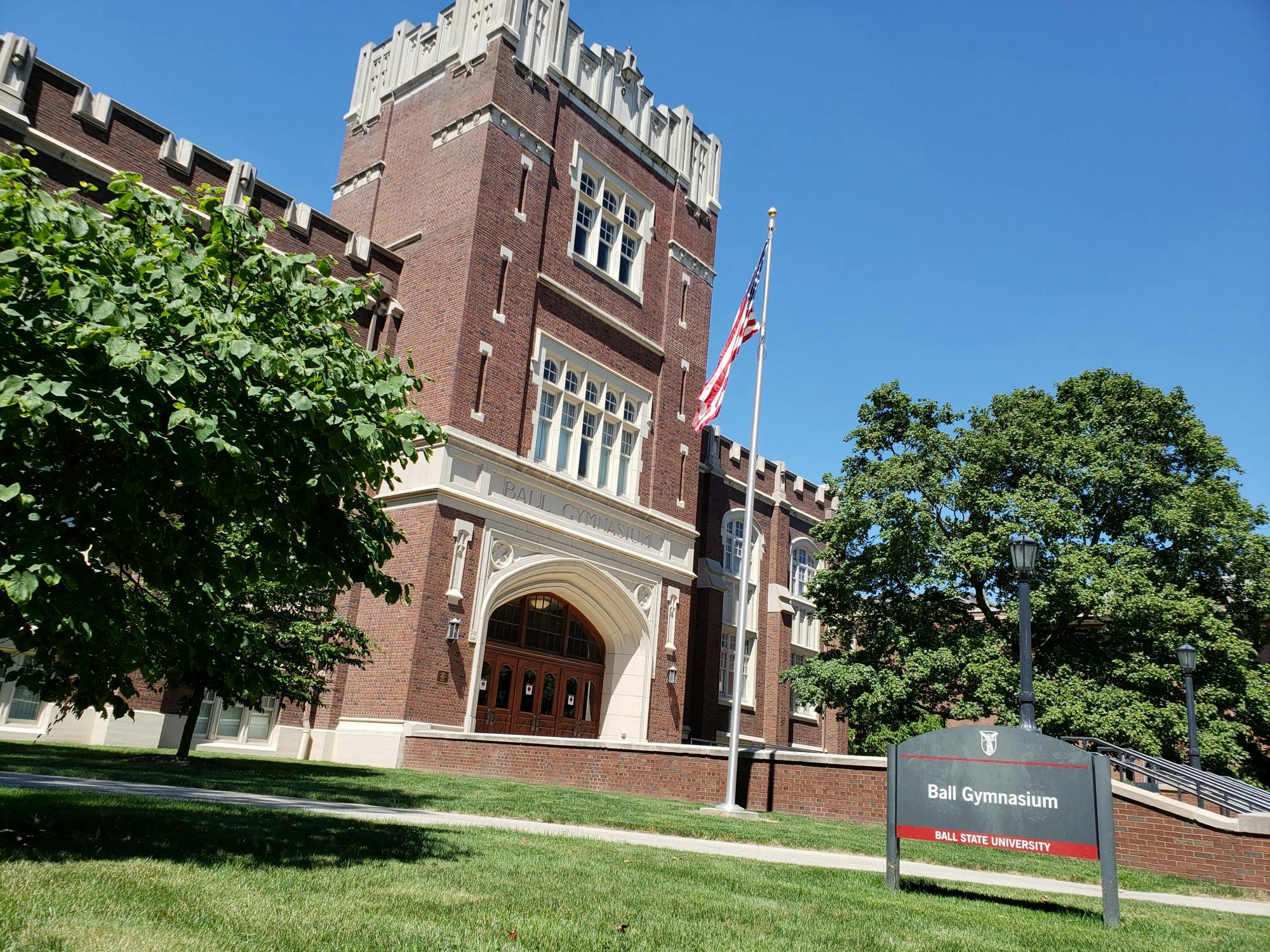 Ball Gymnasium holds an indoor jogging track, swimming pool, fitness center, military sciences, and dance classes.