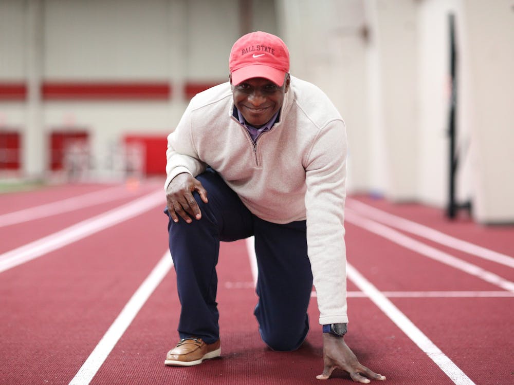 Track and field head coach Adrian Wheatley poses for a photo on Feb. 14 at the BSU Field Sports Building. Amber Pietz, DN