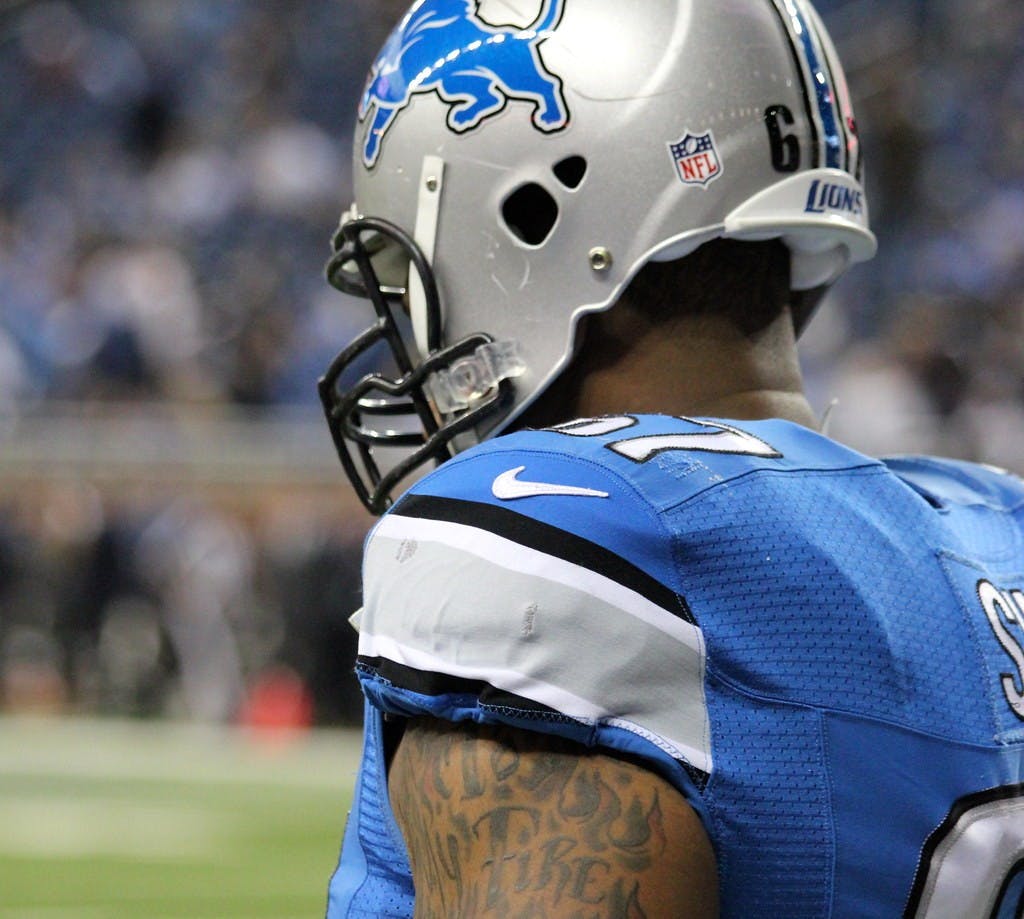 A Detroit Lions player prepares for the annual Thanksgiving Day game Nov. 27. 2014. The Lions have a 37-42-2 all-time record in Thanksgiving Day games. Flickr, A Healthier Michigan