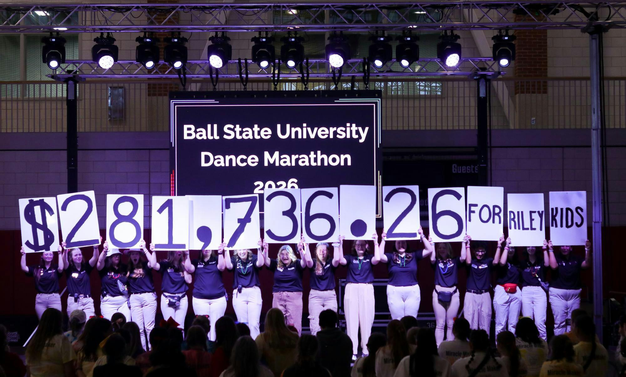 Ball State University hosts the Riley Dance Marathon was held in the Jo Ann Gora Student Recreation and Wellness Center Feb. 7 in Muncie, Indiana. Riley Dance Marathon 2026 at Ball State University raised over $250,000, and had many different groups including University Singers attended at the event to entertain the rest of the attendees of the event.