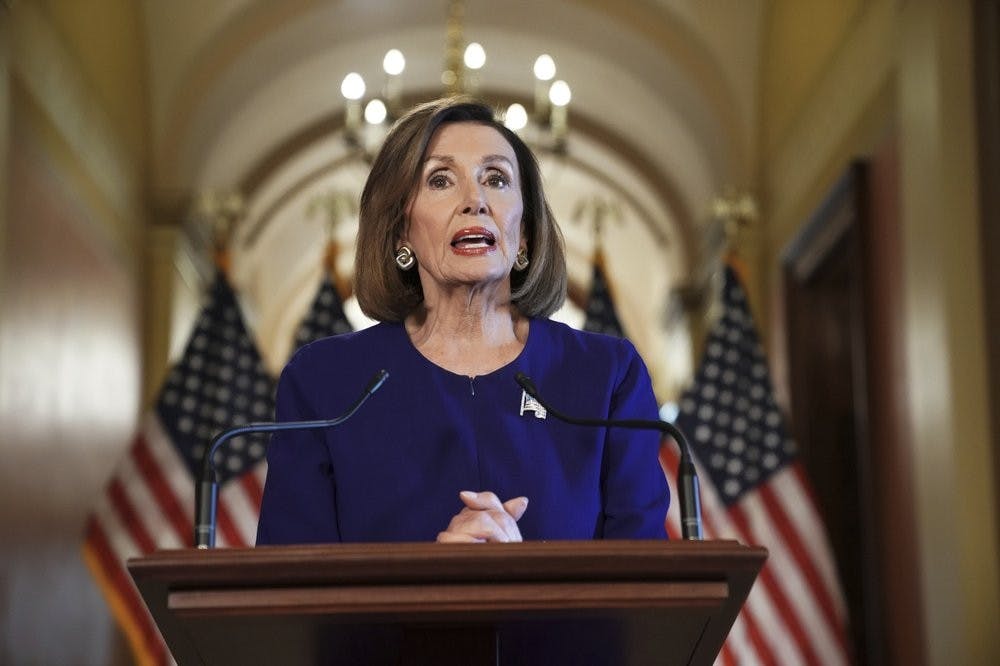 <p>House Speaker Nancy Pelosi of Calif., reads a statement announcing a formal impeachment inquiry into President Donald Trump, on Capitol Hill in Washington, Tuesday, Sept. 24, 2019. <strong>(AP Photo/Andrew Harnik)</strong></p>