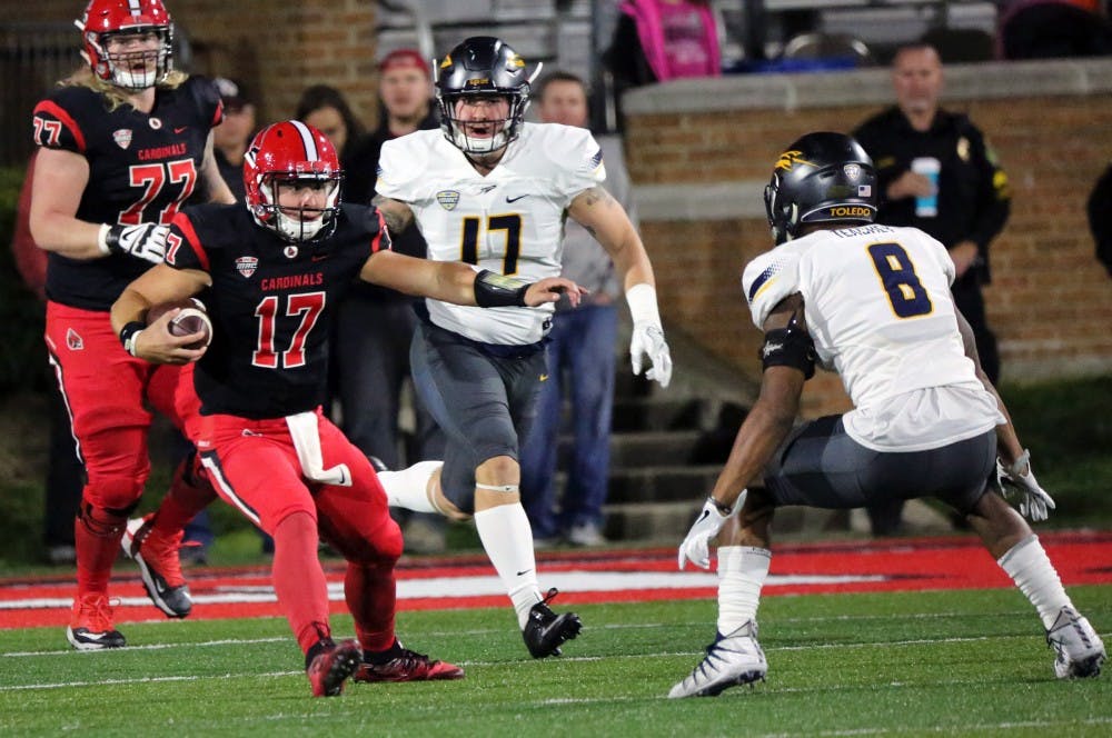 Ball State lost to Toledo 58-17 on Oct. 26 at Scheumann Stadium. The Cardinals scored their first touchdown in just over a month.&nbsp;