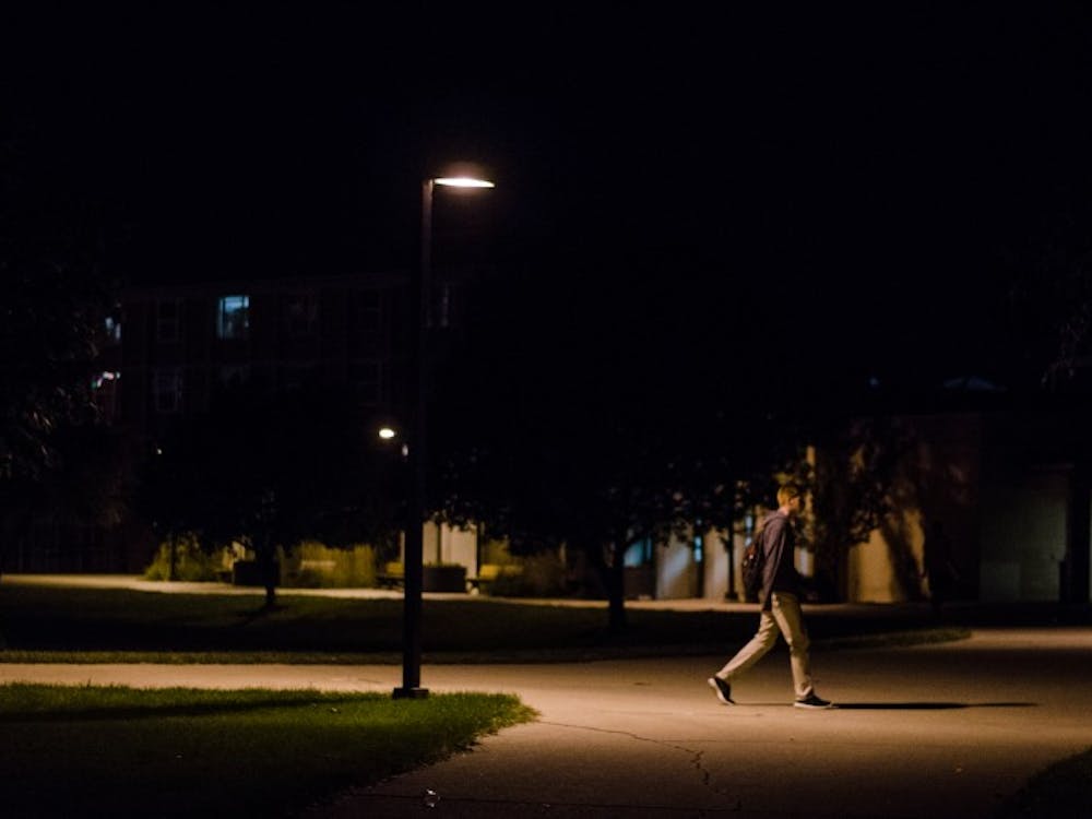 Students have started saying they feel unsafe when they walk around campus at night because of the lack of street lamps. One student said the North Quad and Cooper Science are two of the poorest lit areas.&nbsp;DN PHOTO KELLEN HAZELIP