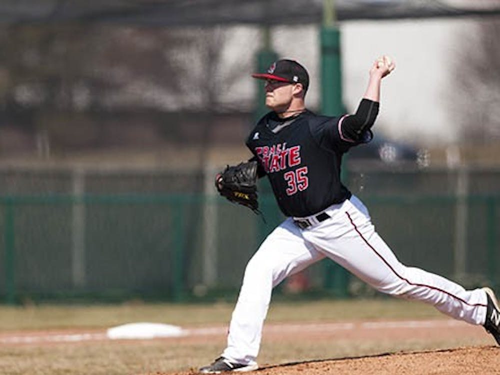 Senior Jon Cisna throws a pitch during the second game against Akron on March 23. The Cardinals will face off against Bowling Green at 3 p.m. today. DN FILE PHOTO JONATHAN MIKSANEK