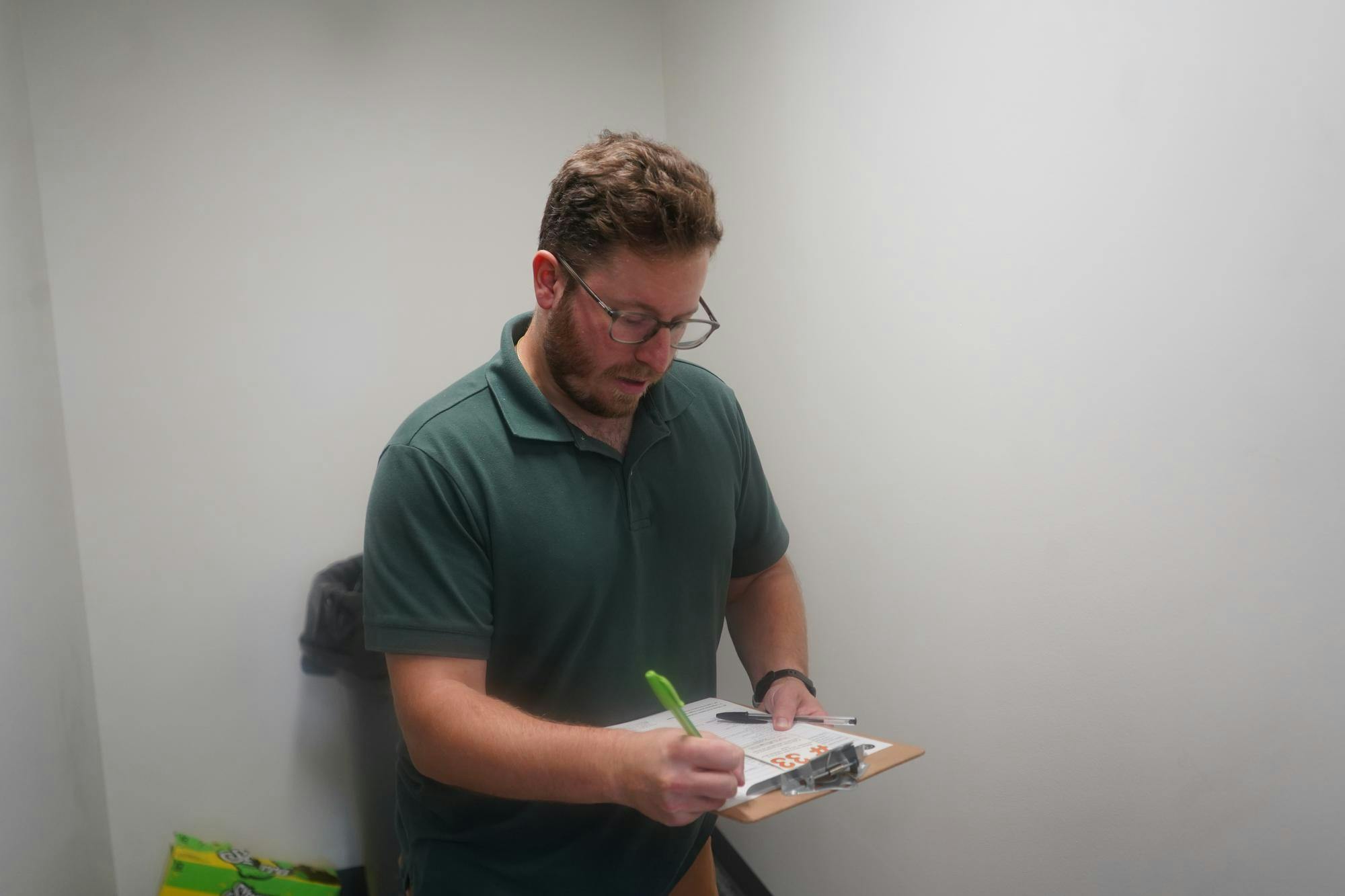 Assistant Director of Student Life for Service Opportunities, Elijah Arns, is in charge of Cardinal Kitchen. Cardinal Kitchen is a student organization through Student Voluntary Services that serves all students on and off campus. It includes a free food pantry for the purpose of fighting food insecurity. They are open three times a week on Tuesdays, Wednesdays, and Thursdays and located in L.A Pittenger Student Center room 152. (Photo by Quinn Palilonis, Cardinal Media)